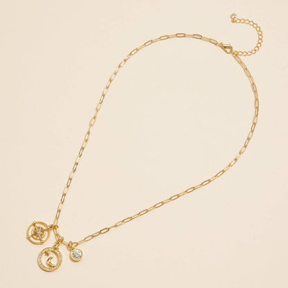 Celestial Moon and Star Necklace | 18K Gold Dipped Finish: Gold