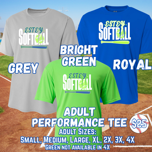 ESTEY SOFTBALL ADULT Short Sleeve Performance Tee