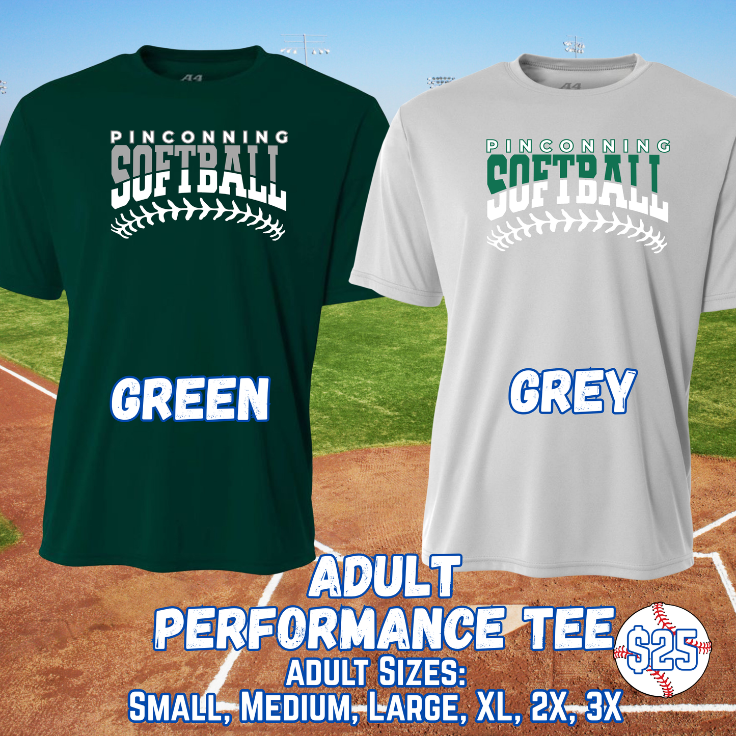PINCONNING SOFTBALL ADULT Short Sleeve Performance Tee