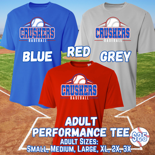 CRUSHERS BASEBALL ADULT Short Sleeve Performance Tee