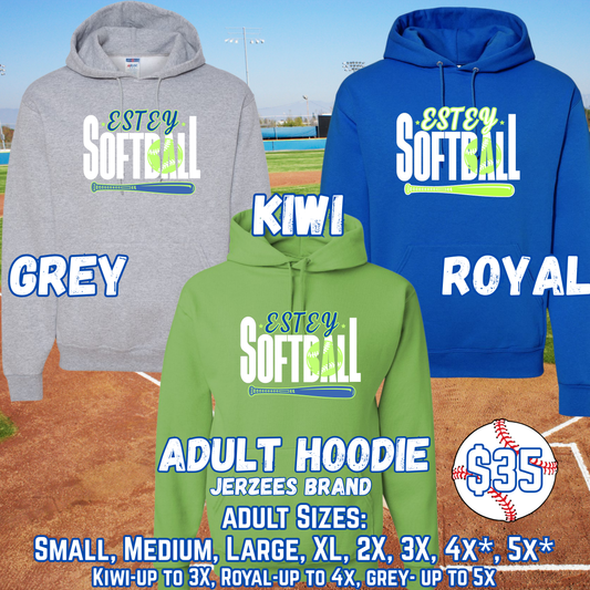 ESTEY SOFTBALL ADULT Hooded Sweatshirt (JERZEES)