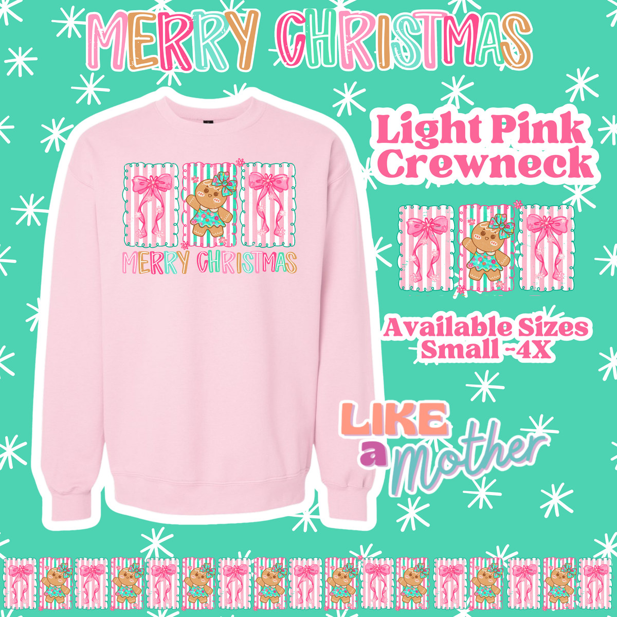 Girly Gingerbread Bow Crewneck