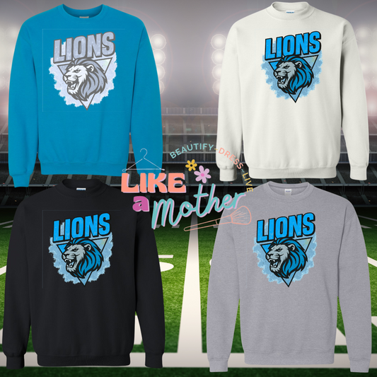 Lions Splatter Crewneck Sweatshirt (Gildan Brand)