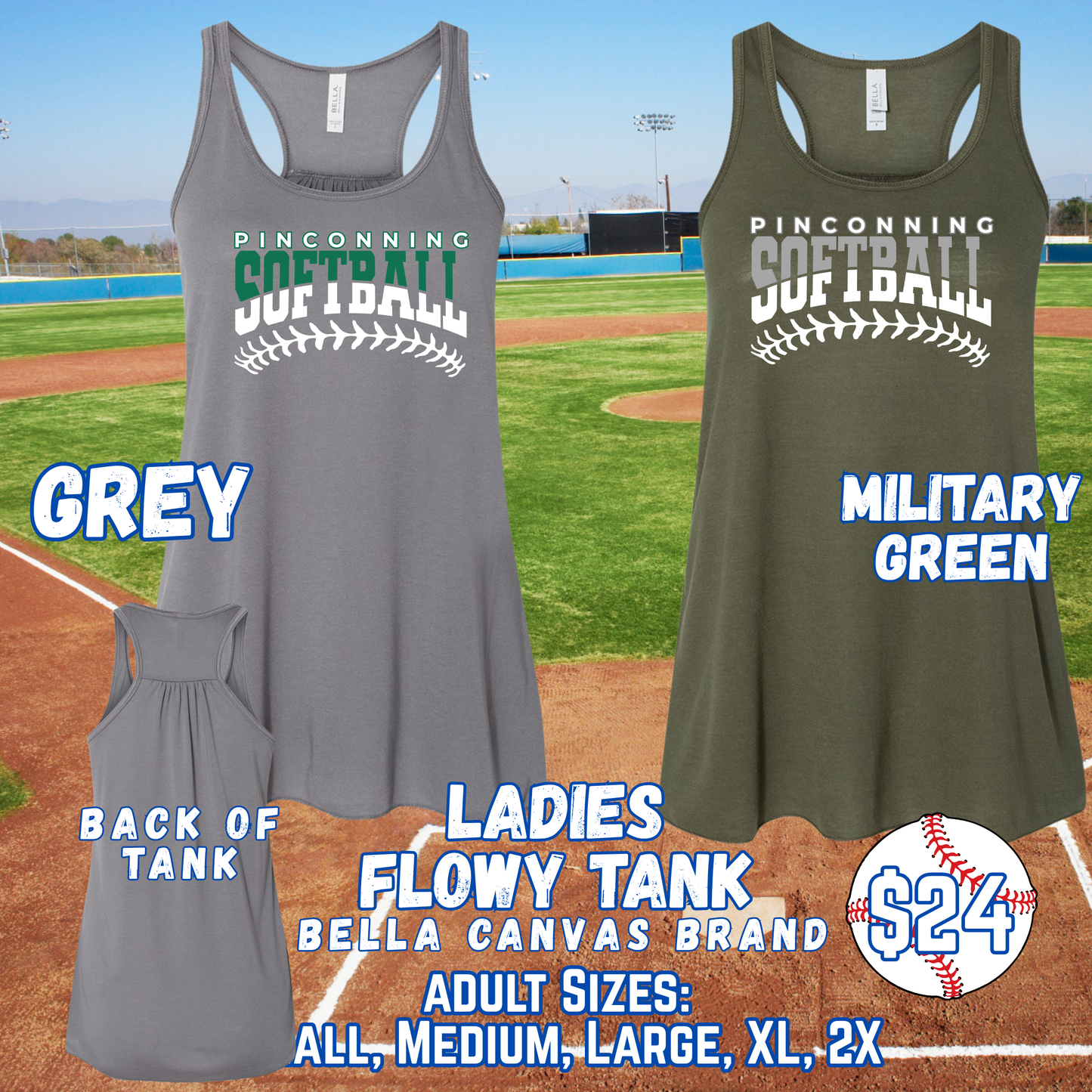PINCONNING SOFTBALL ADULT Ladies Tank Top