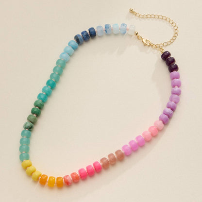 Gradient Color Round Disc Beaded Necklace: 3 Colors