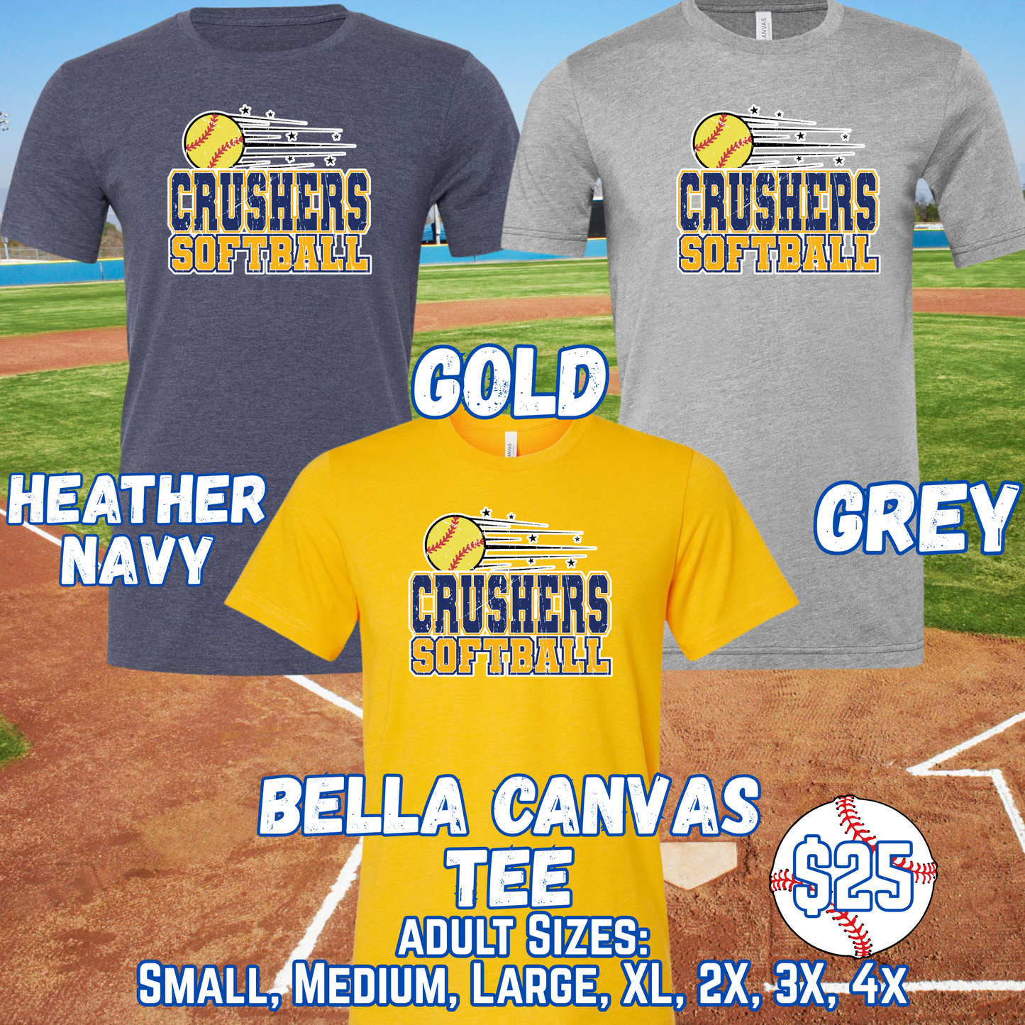 CRUSHERS SOFTBALL ADULT Short Sleeve Tee