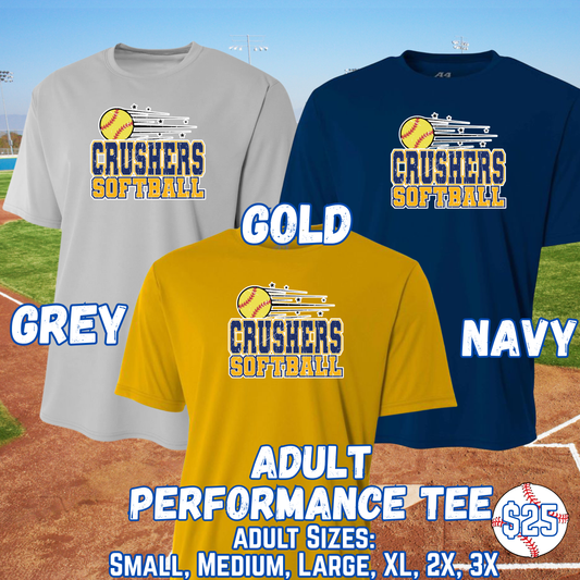 CRUSHERS SOFTBALL ADULT Short Sleeve Performance Tee