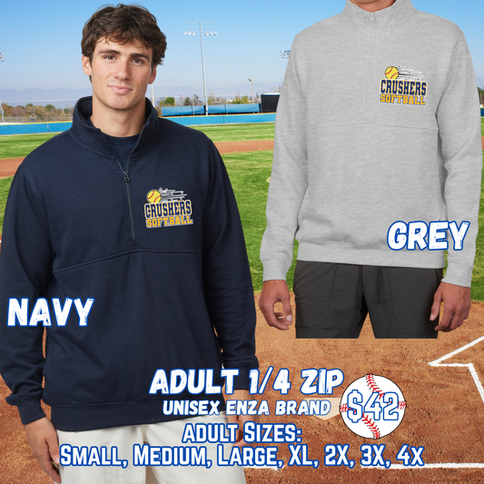 CRUSHERS SOFTBALL ADULT 1/4 Zip Crewneck