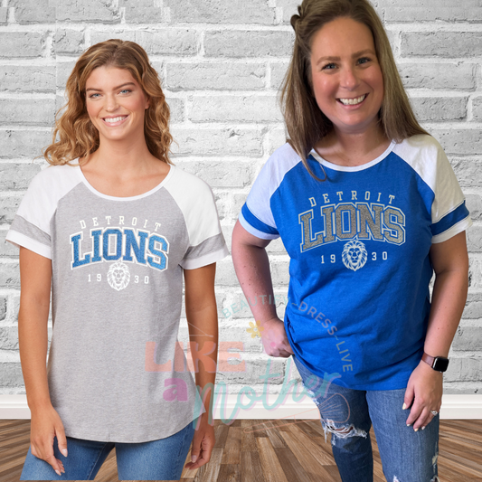 Glitter Lions Ladies Color Block Premium Tee