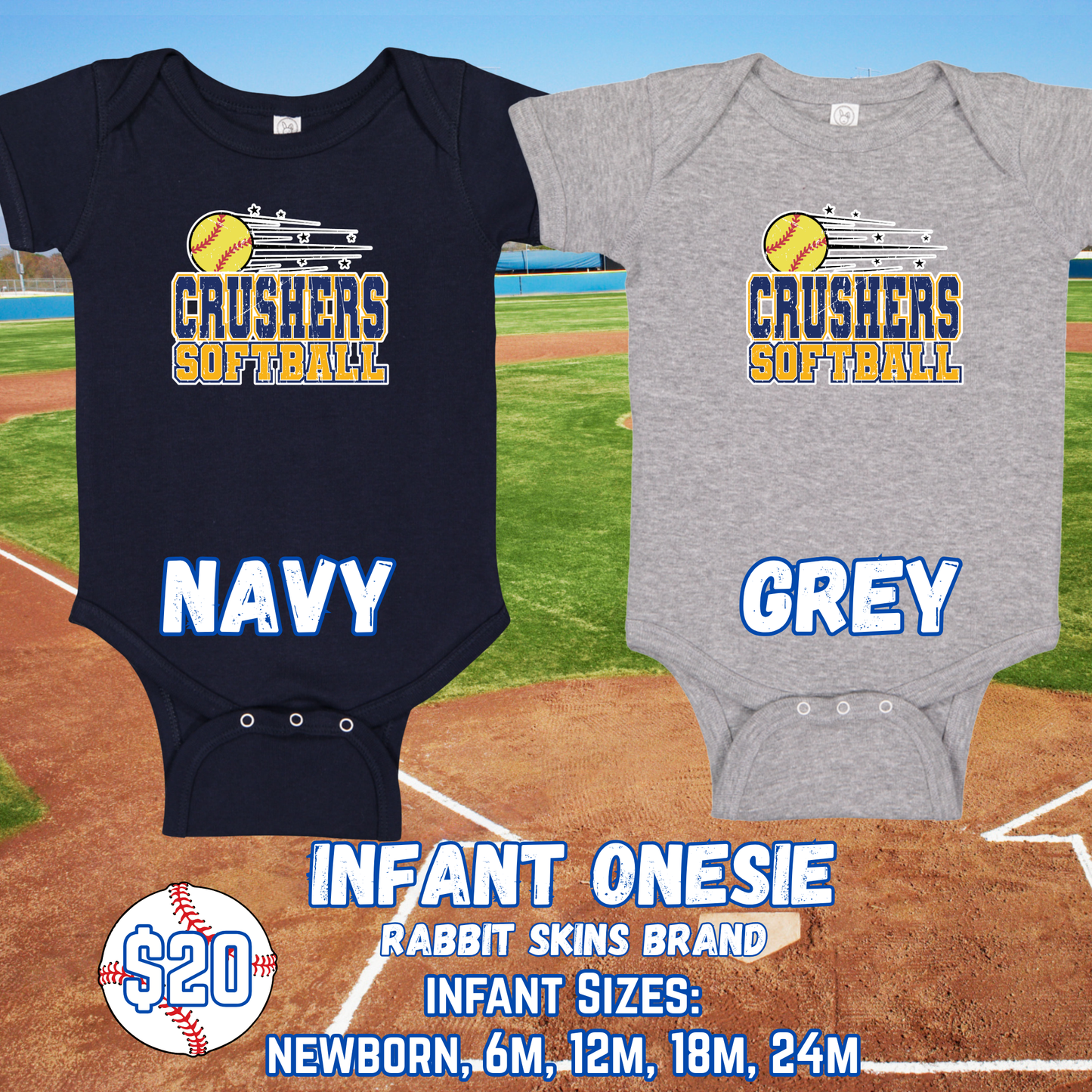 CRUSHERS SOFTBALL INFANT Onesie