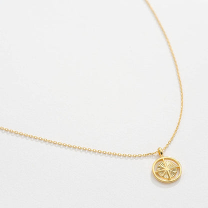 Gold Dipped Sunburst Medallion Necklace: Gold