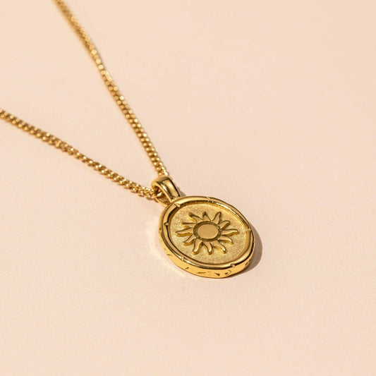 18K Gold Plated Stainless Steel Sun/Moon Pendant Necklace