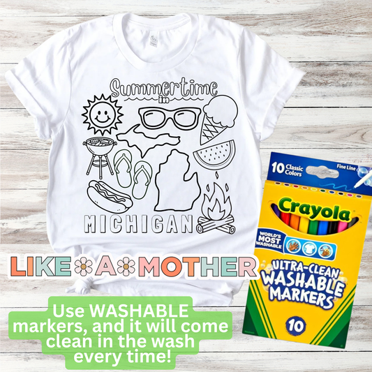 Summertime in Michigan Coloring Tee (Adult/Youth/Toddler)