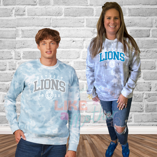 Lions Tie Dye Crewneck Premium Sweatshirt (Non Glitter)
