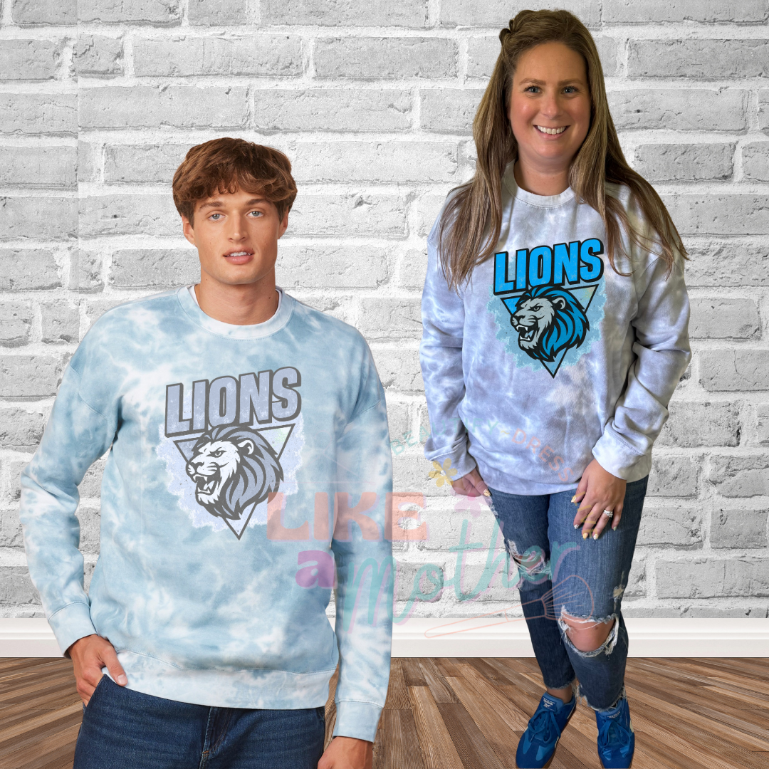 Splatter Lions Tie Dye Crewneck Premium Sweatshirt
