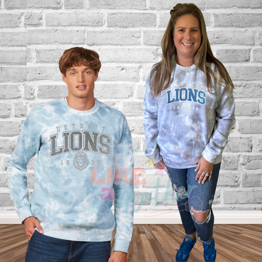 Glitter Lions Tie Dye Crewneck Premium Sweatshirt