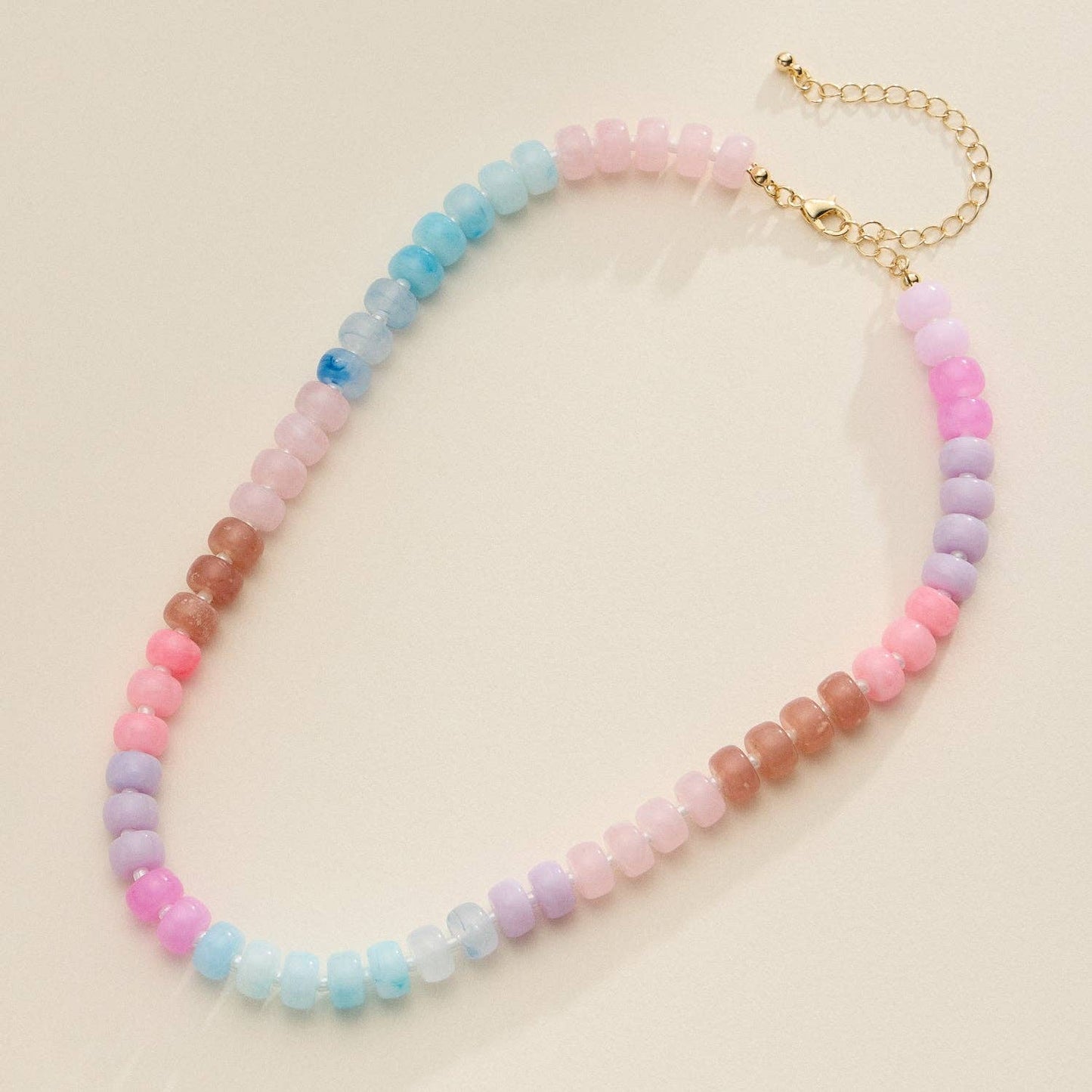 Gradient Color Round Disc Beaded Necklace: 3 Colors