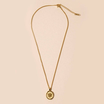 18K Gold Plated Stainless Steel Sun/Moon Pendant Necklace