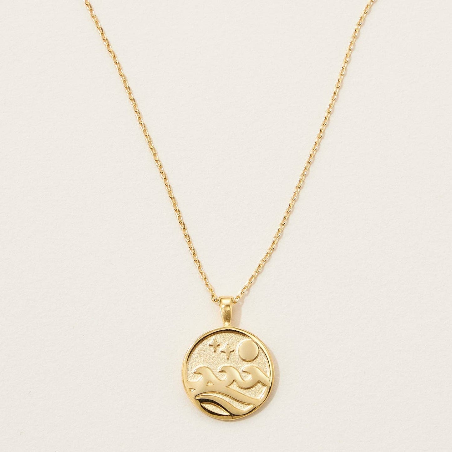 Gold Ocean Wave Pendant Necklace