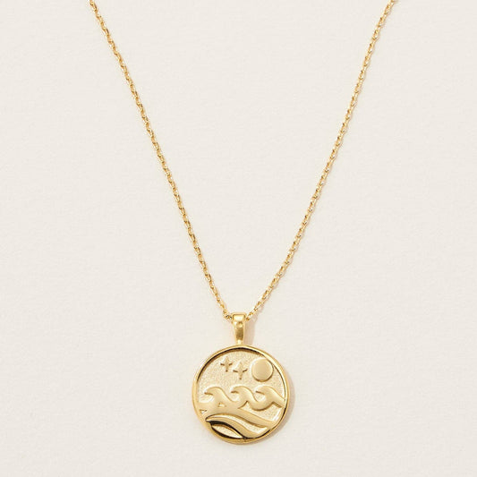 Gold Ocean Wave Pendant Necklace