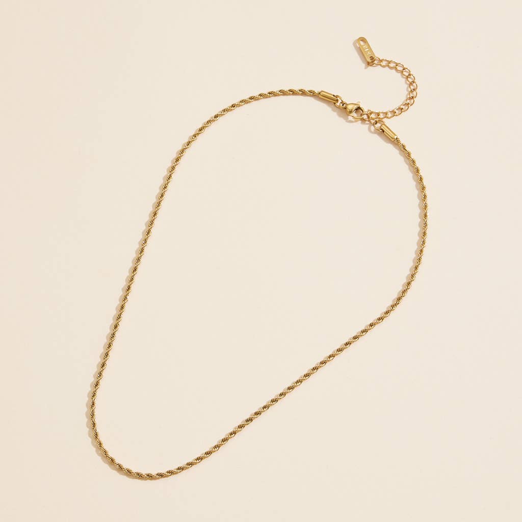 Gold-Dipped Twisted Chain | Stainless Steel Necklace: Gold