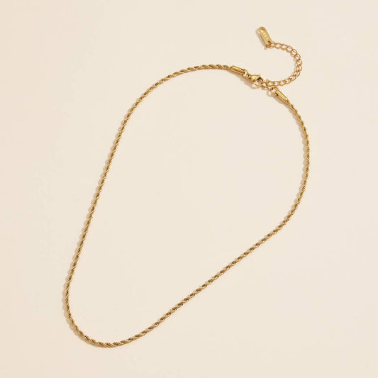 Gold-Dipped Twisted Chain | Stainless Steel Necklace: Gold
