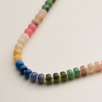 Gradient Color Round Disc Beaded Necklace: 3 Colors